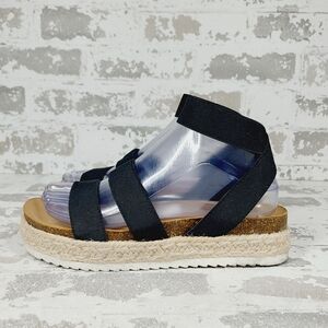 NEW Steve Madden Black Beladona Textile Strappy Platform Espadrille Sandal D286
